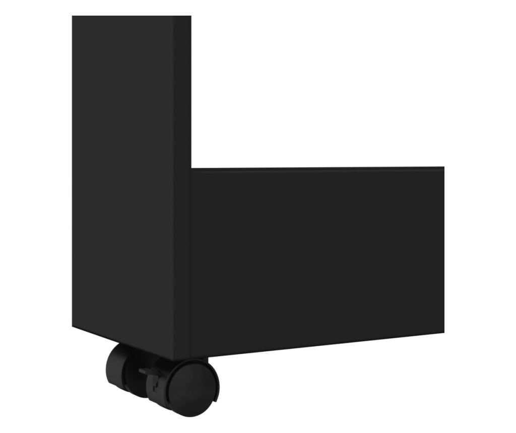 3 szintes fekete szerelt fa keskeny tárolókocsi - 7