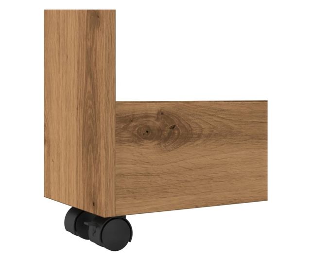 3 szintes kézműves tölgy színű szerelt fa keskeny tárolókocsi