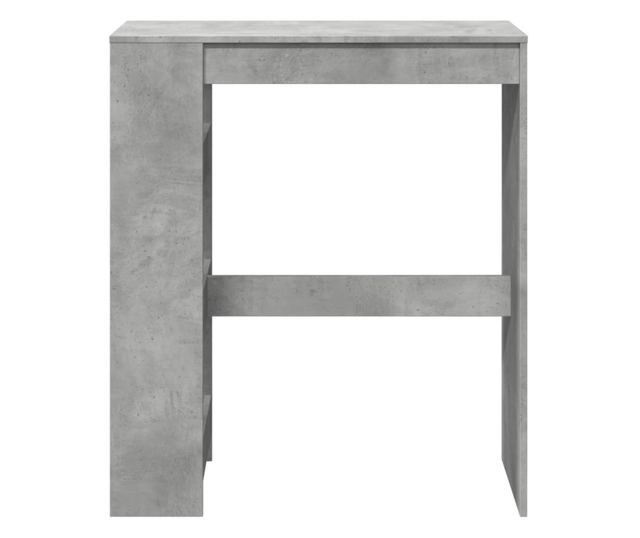 betonszürke szerelt fa tárolórekeszes bárasztal 90x40x103,5 cm