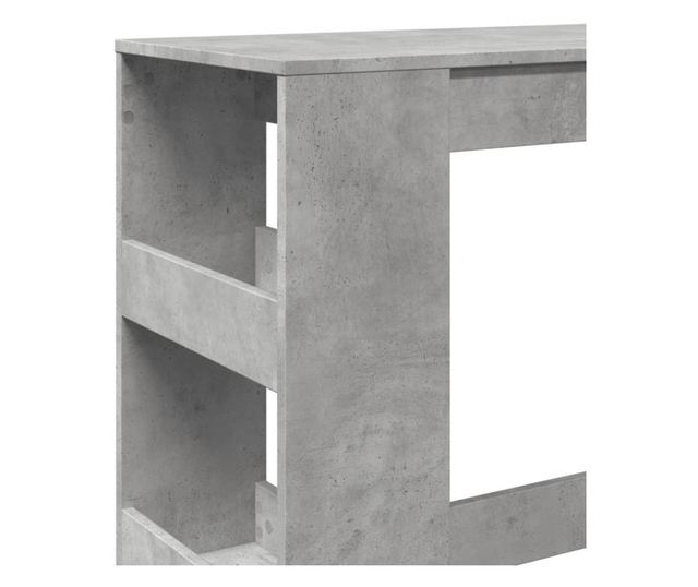 betonszürke szerelt fa tárolórekeszes bárasztal 90x40x103,5 cm