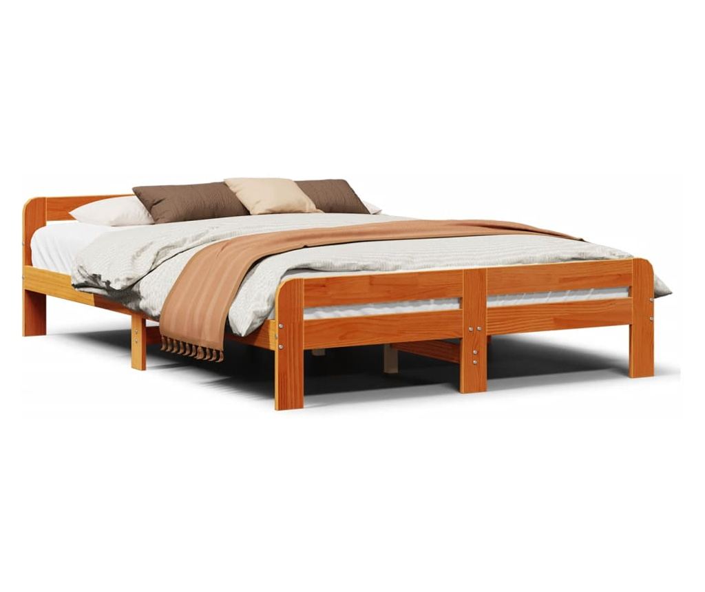 viaszbarna tömör fenyőfa ágy matrac nélkül 160 x 200 cm - 2