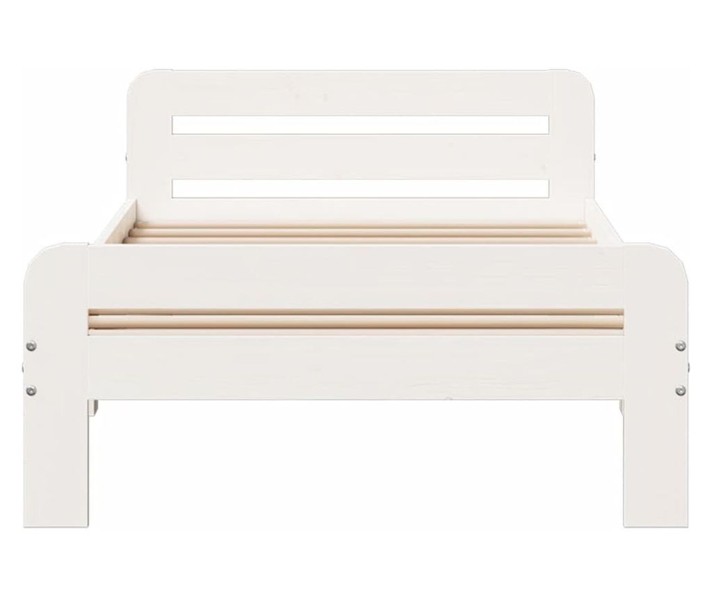 fehér tömör fenyőfa ágykeret matrac nélkül 90 x 190 cm - 4