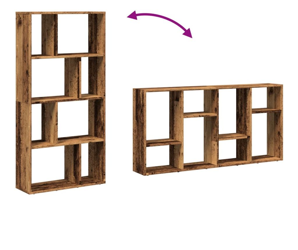 antik fa színű szerelt fa könyvespolc 60 x 20 x 120 cm - 8