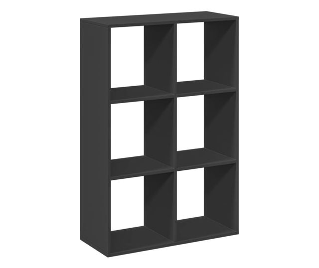 fekete szerelt fa térelválasztó könyvespolc 69,5x29x103,5 cm