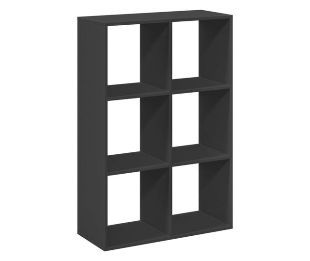 fekete szerelt fa térelválasztó könyvespolc 69,5x29x103,5 cm