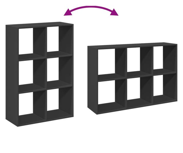 fekete szerelt fa térelválasztó könyvespolc 69,5x29x103,5 cm