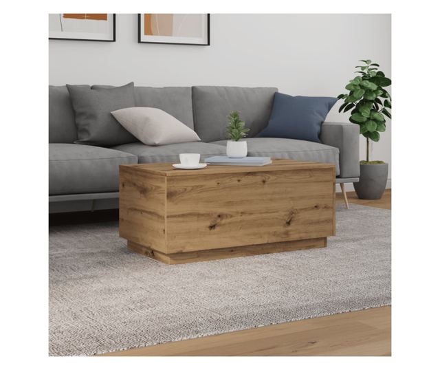 kézműves tölgy színű dohányzóasztal LED-lámpákkal 90x50x40 cm