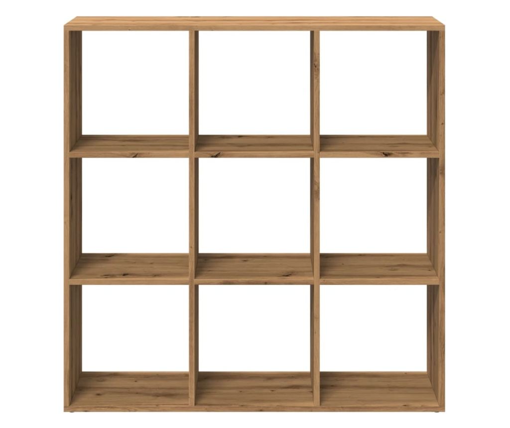 kézműves tölgy színű fa elválasztó könyvespolc 102x29x103,5 cm - 5