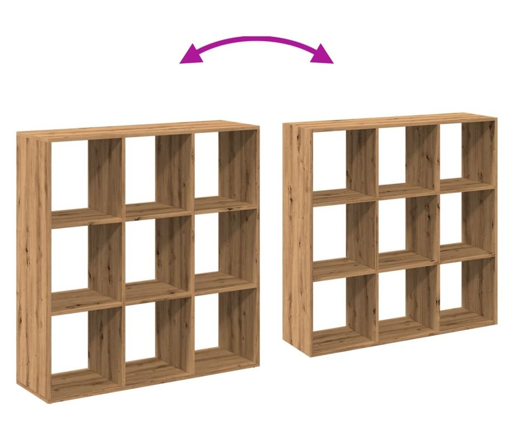 kézműves tölgy színű fa elválasztó könyvespolc 102x29x103,5 cm - 8