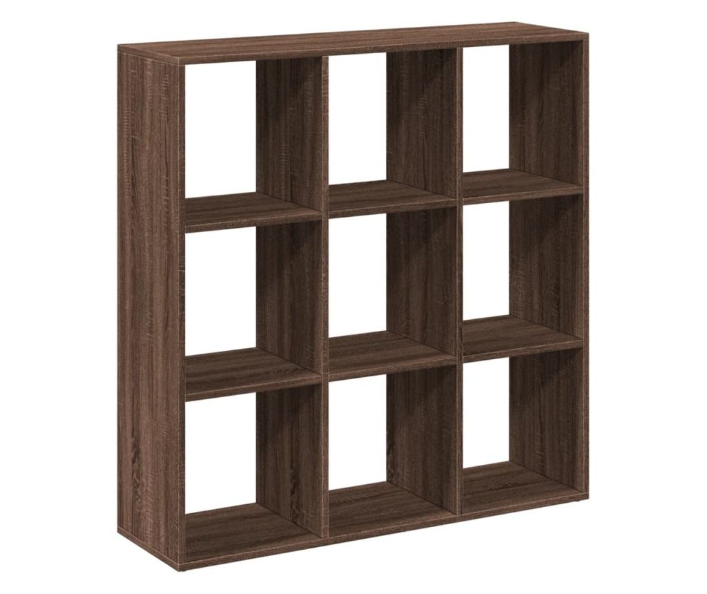 barna tölgy szerelt fa elválasztó könyvespolc 102x29x103,5 cm - 2