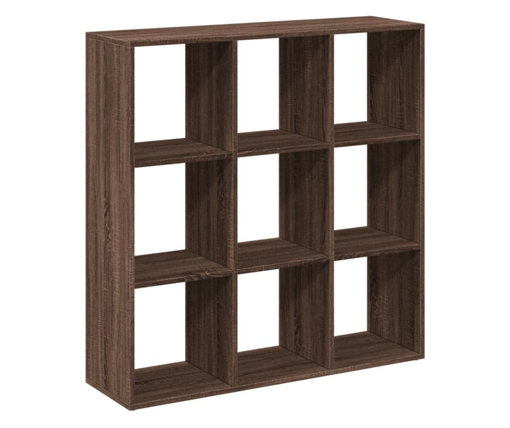 barna tölgy szerelt fa elválasztó könyvespolc 102x29x103,5 cm - 7