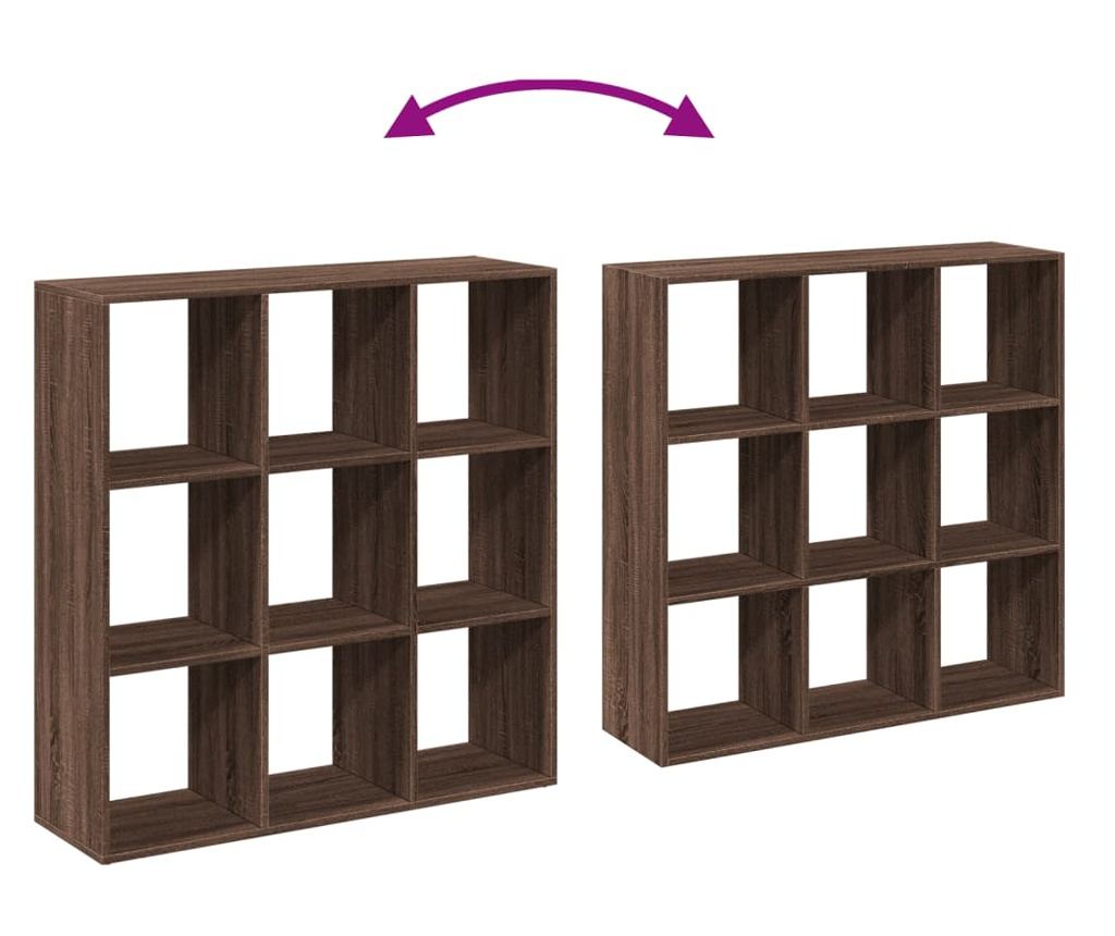 barna tölgy szerelt fa elválasztó könyvespolc 102x29x103,5 cm - 8