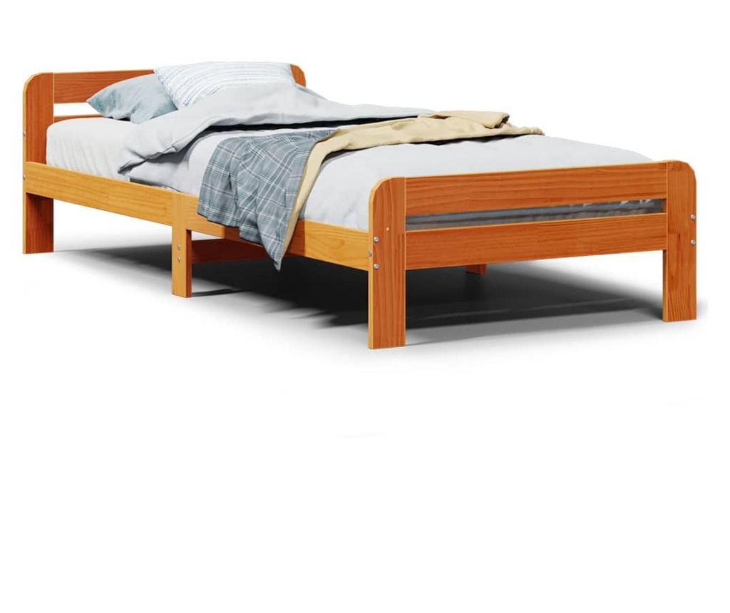 viaszbarna tömör fenyőfa ágy matrac nélkül 100 x 200 cm - 2