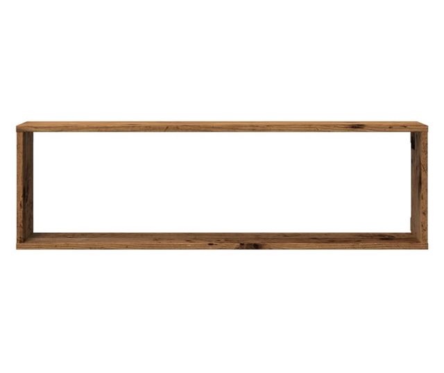 4 db antik fa színű szerelt fa fali kockapolc 100 x 15 x 30 cm