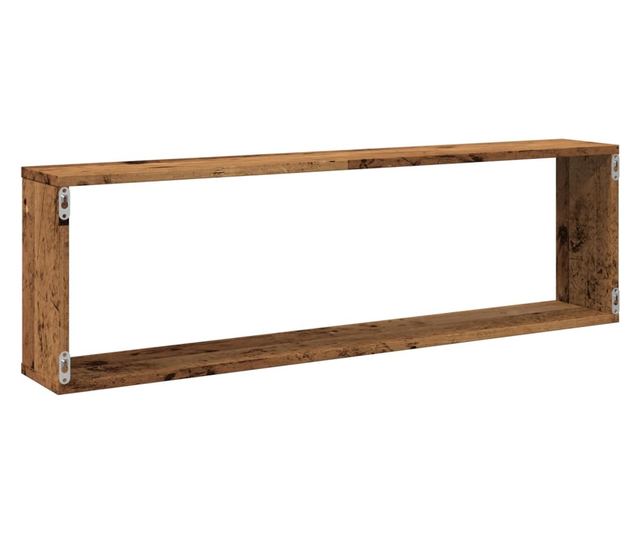 4 db antik fa színű szerelt fa fali kockapolc 100 x 15 x 30 cm