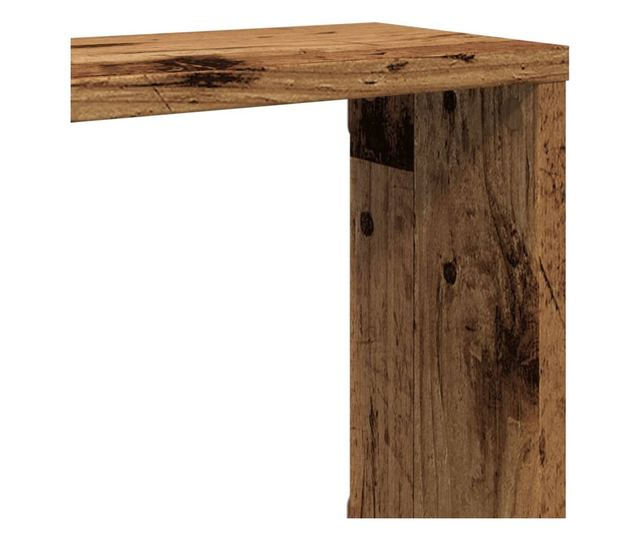 4 db antik fa színű szerelt fa fali kockapolc 100 x 15 x 30 cm