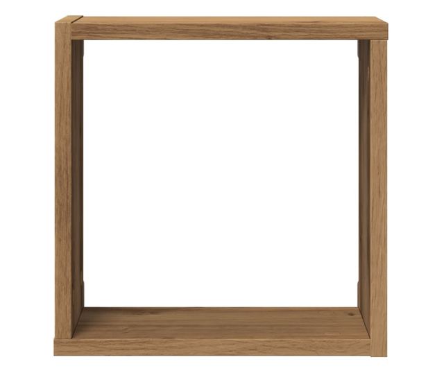 6 db kézműves tölgyszínű szerelt fa fali kockapolc 30x15x30 cm