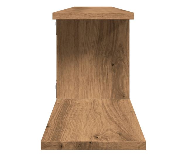 kézműves tölgy színű szerelt fa fali TV-polc 125 x 18 x 23 cm