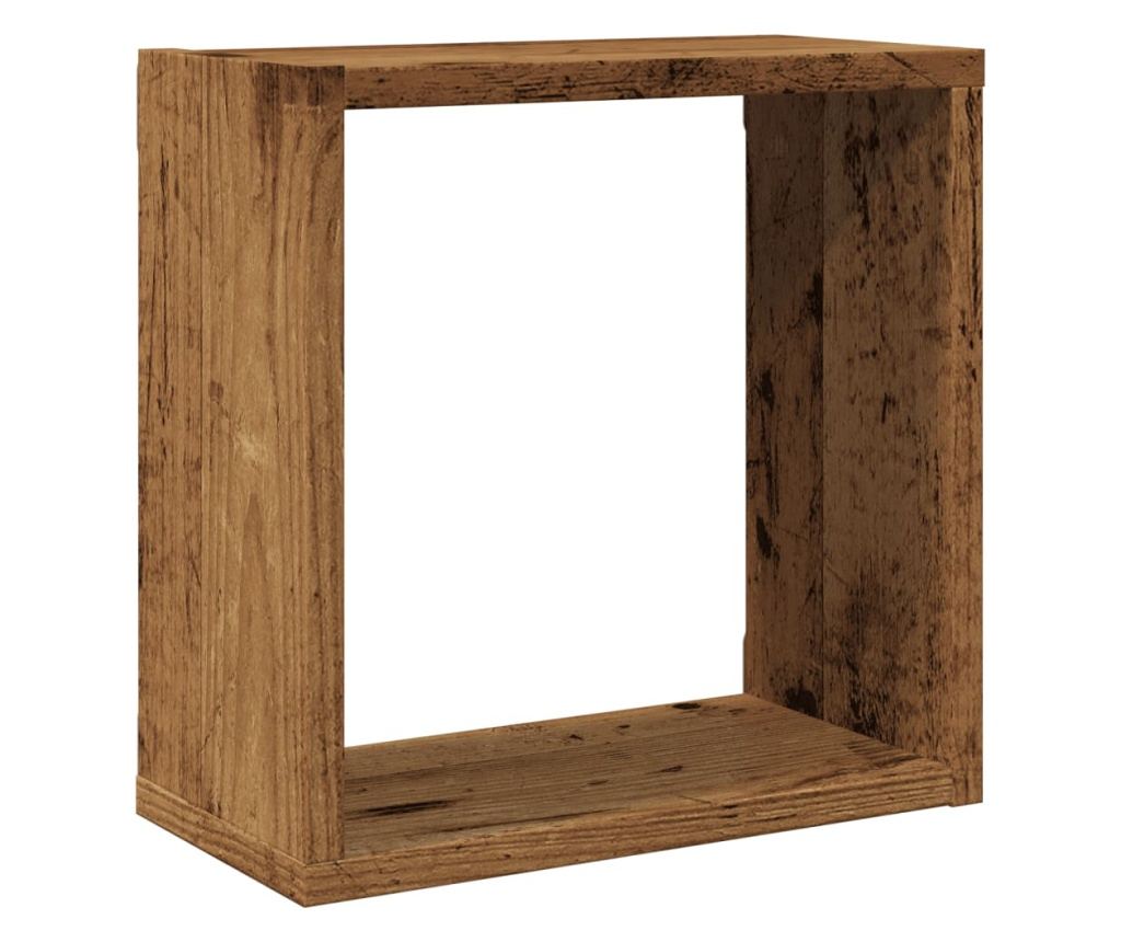 4 db antik fa színű szerelt fa fali kockapolc 30x15x30 cm - 4