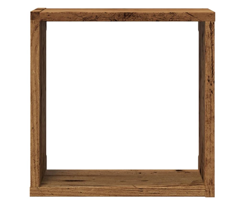4 db antik fa színű szerelt fa fali kockapolc 30x15x30 cm - 5