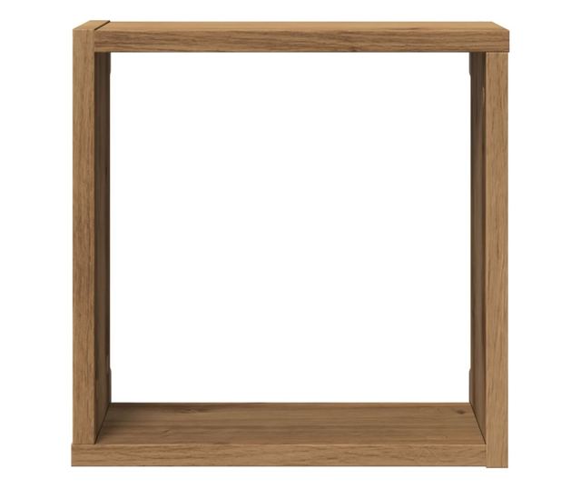 2 db kézműves tölgyszínű szerelt fa fali kockapolc 30x15x30 cm