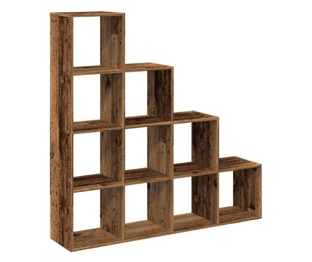 4 szintes antik színű elválasztó könyvespolc 131,5x29x131,5 cm