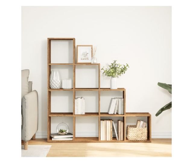 4 szintes antik színű elválasztó könyvespolc 131,5x29x131,5 cm