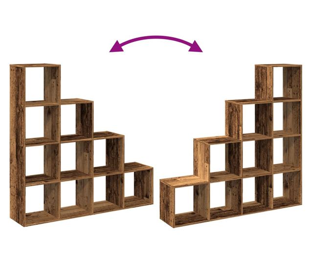 4 szintes antik színű elválasztó könyvespolc 131,5x29x131,5 cm