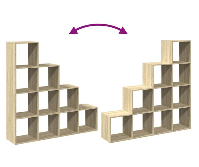 4 szintes sonoma tölgy elválasztó könyvespolc 131,5x29x131,5 cm