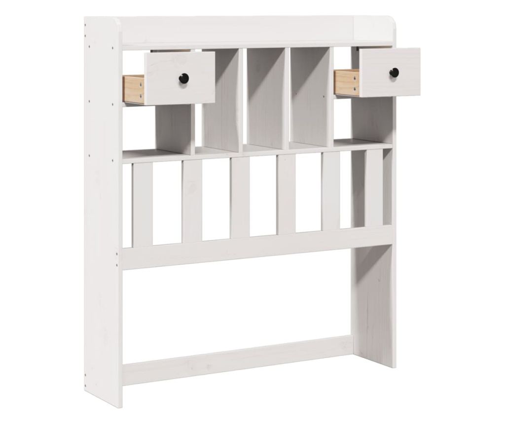 fehér tömör fenyőfa fejtámla tárolóval 90 cm - 4