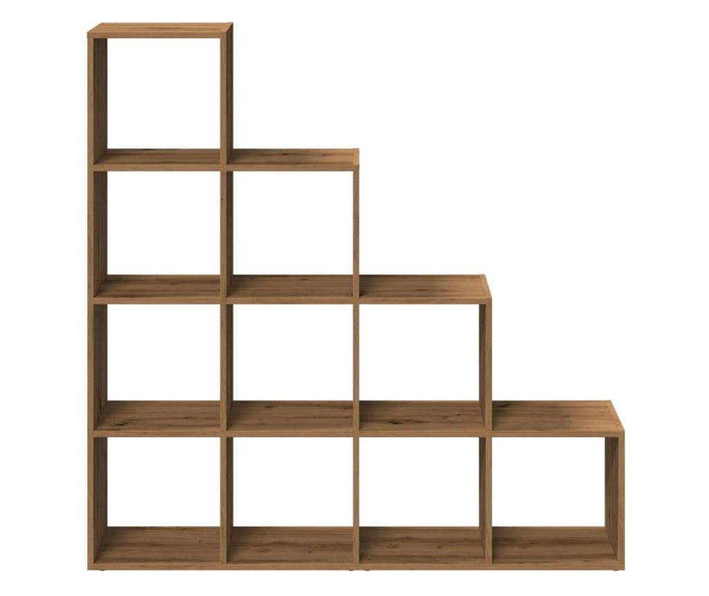 4 szintes kézműves fa elválasztó könyvespolc 131,5x29x131,5 cm - 5