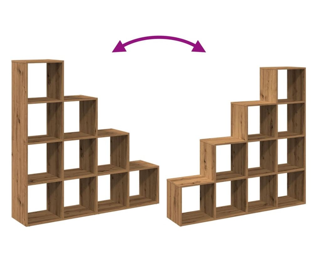 4 szintes kézműves fa elválasztó könyvespolc 131,5x29x131,5 cm - 8