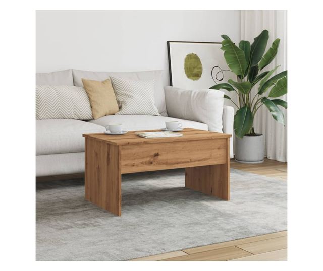 kézműves tölgy színű szerelt fa dohányzóasztal 80x50,5x41,5 cm