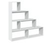 4 szintes fehér fa elválasztó könyvespolc 143,5 x 29 x 143,5 cm