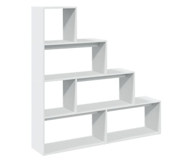 4 szintes fehér fa elválasztó könyvespolc 143,5 x 29 x 143,5 cm