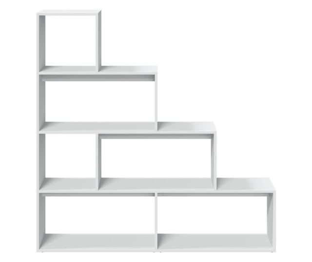 4 szintes fehér fa elválasztó könyvespolc 143,5 x 29 x 143,5 cm