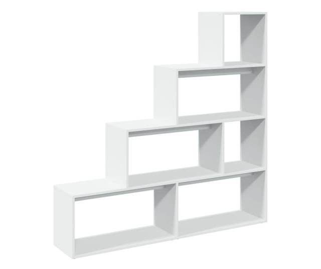 4 szintes fehér fa elválasztó könyvespolc 143,5 x 29 x 143,5 cm