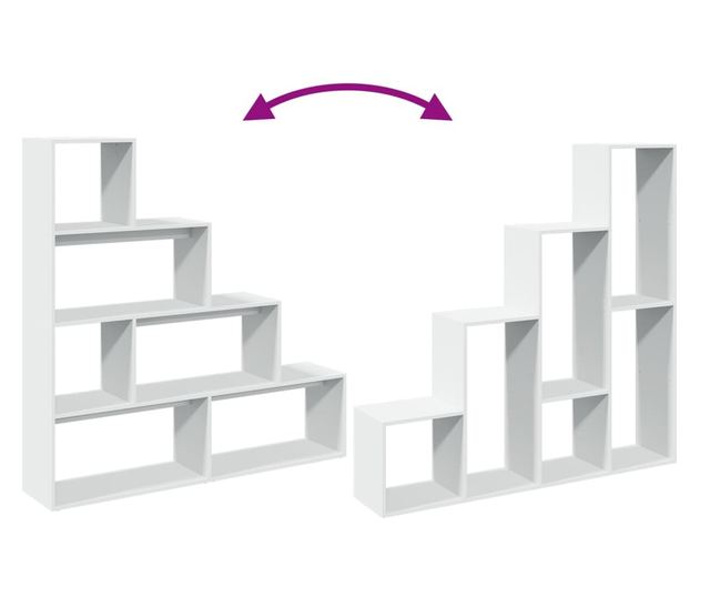 4 szintes fehér fa elválasztó könyvespolc 143,5 x 29 x 143,5 cm