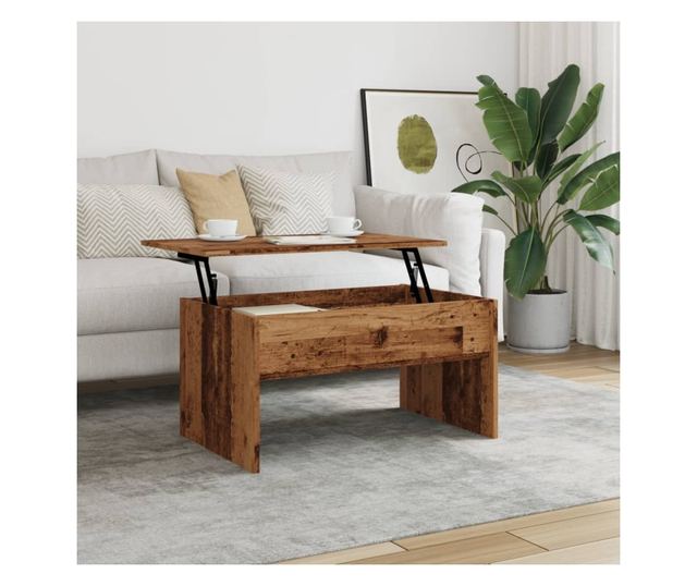 antik fa színű szerelt fa dohányzóasztal 80 x 50,5 x 41,5 cm