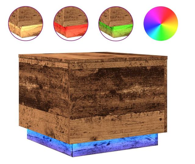 antik fa színű dohányzóasztal LED-lámpákkal 50 x 50 x 40 cm