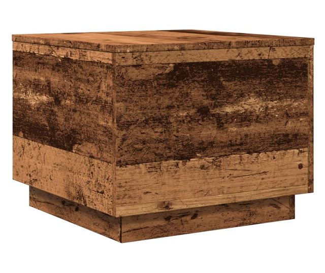 antik fa színű dohányzóasztal LED-lámpákkal 50 x 50 x 40 cm