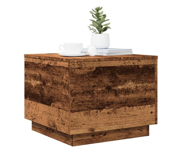 antik fa színű dohányzóasztal LED-lámpákkal 50 x 50 x 40 cm