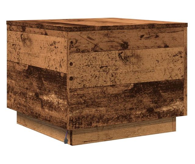 antik fa színű dohányzóasztal LED-lámpákkal 50 x 50 x 40 cm