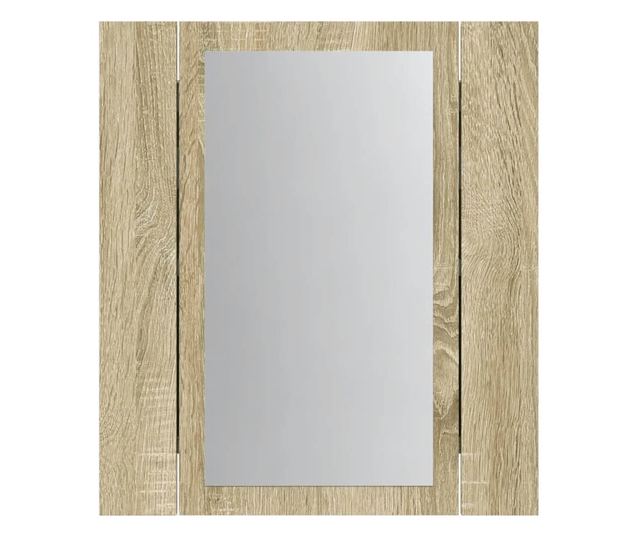 sonoma tölgy tükrös fürdőszobaszekrény LED-ekkel 40x12x45 cm