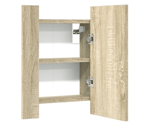 sonoma tölgy tükrös fürdőszobaszekrény LED-ekkel 40x12x45 cm