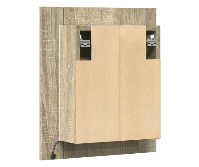 sonoma tölgy tükrös fürdőszobaszekrény LED-ekkel 40x12x45 cm