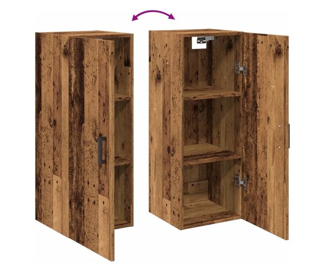 antik fa színű szerelt fa fali szekrény 34,5 x 34 x 90 cm