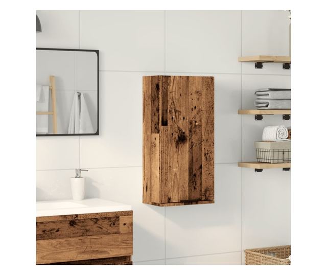 kézműves tölgy színű fali fürdőszobaszekrény 32 x 20 x 67 cm