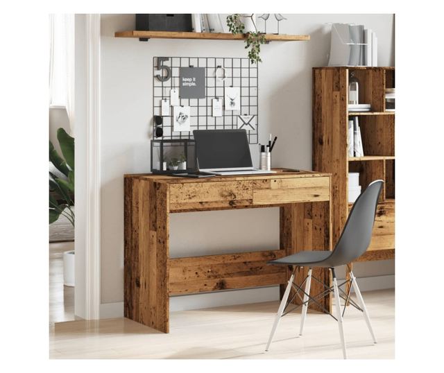 antik fa színű szerelt fa íróasztal 101 x 50 x 76,5 cm