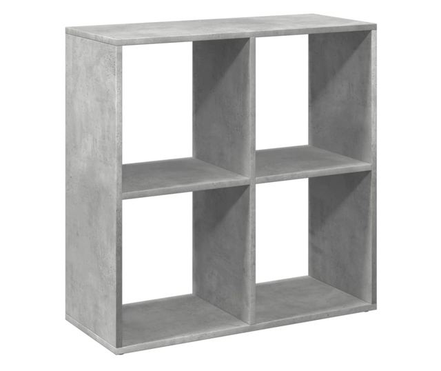 betonszürke szerelt fa elválasztó könyvespolc 69,5x29x69,5 cm